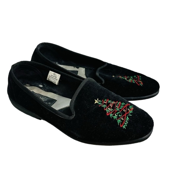 Vintage Loafers Flats Christmas Holiday Black Velvet Embroidered Women’s Size 6 - Picture 6 of 6